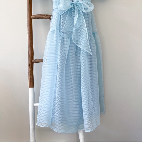 🚫SOLD🚫 [free people] hailey puff sleeve bow back midi dress light blue - Picture 8 of 13